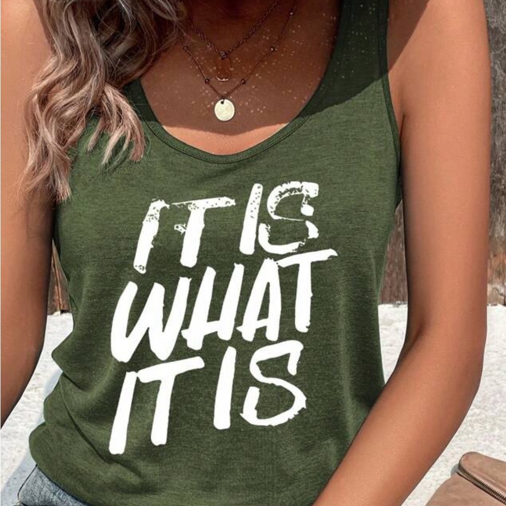 Brand new Olive green graphic tank top